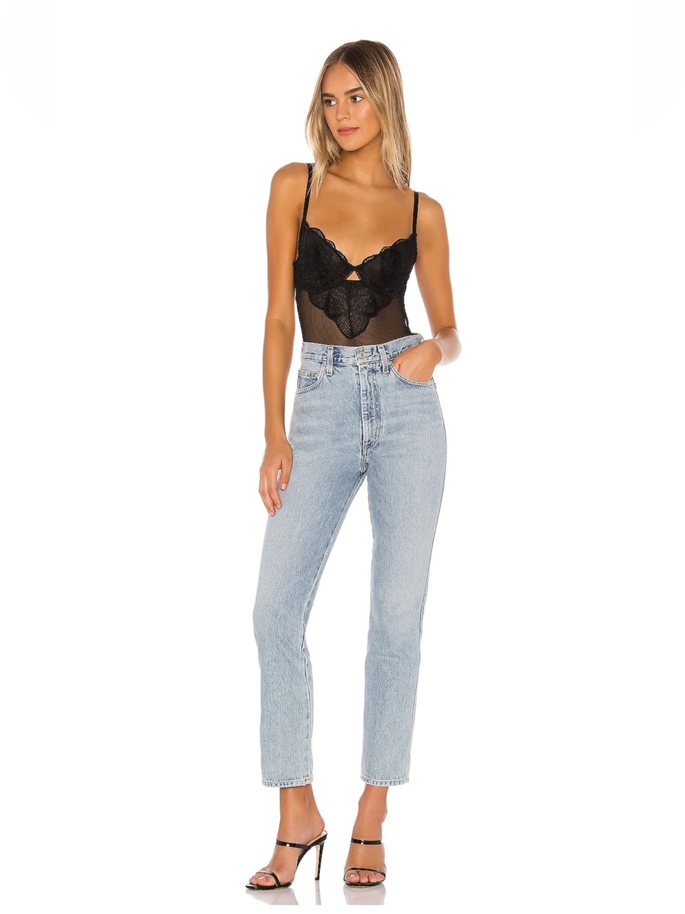Revolve Zephyr Bodysuit in Black - Kat the label